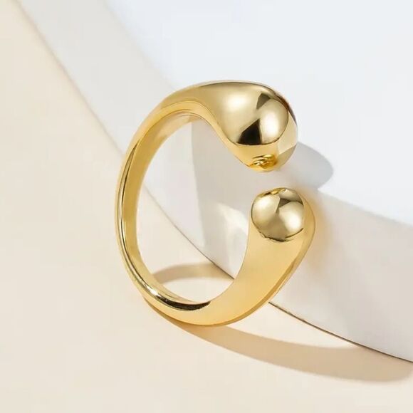 14K Gold Plated Open Ring – AdjustableMinimalist Chic Jewelry - Picture 5 of 6